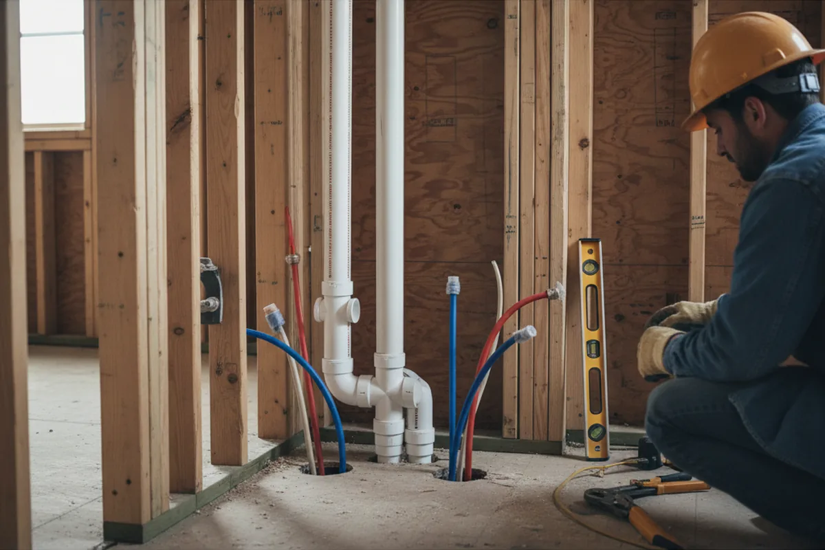 Drain and supply rough-in during Leak Detection in Clayton